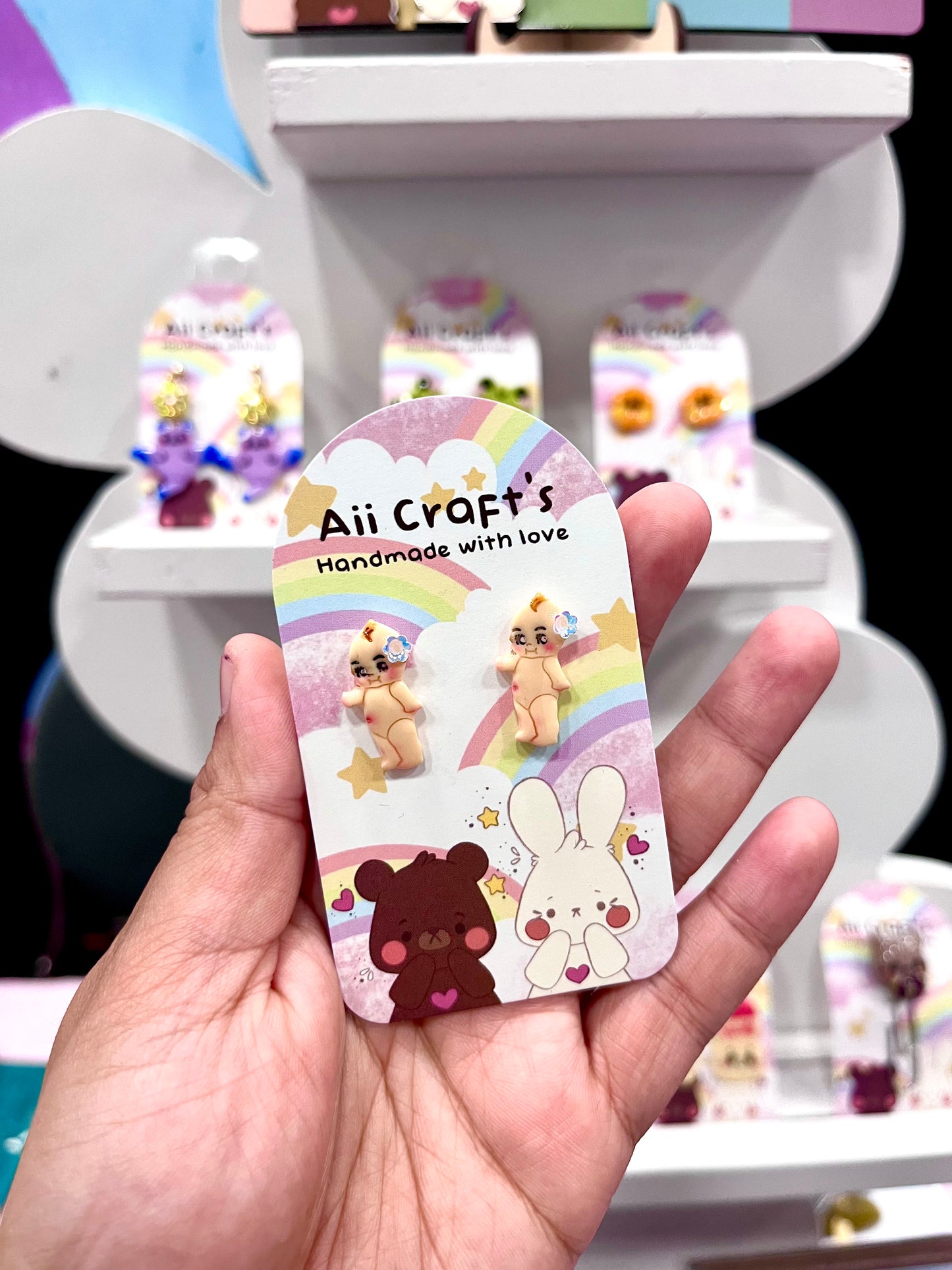 Baby kewpie stud earrings